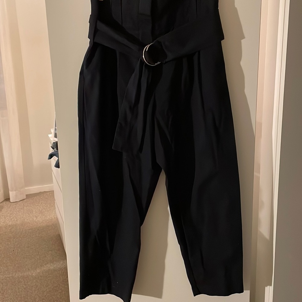 Zara navy blue high waisted loose leg pants size L